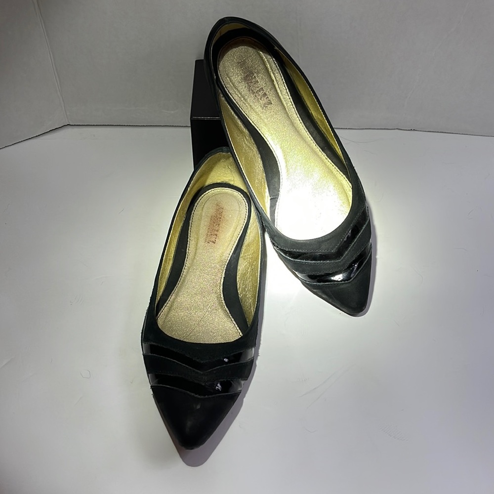 Anna Luz Pointed Toe Black Leather Flats EU Size 41/ US Size 10